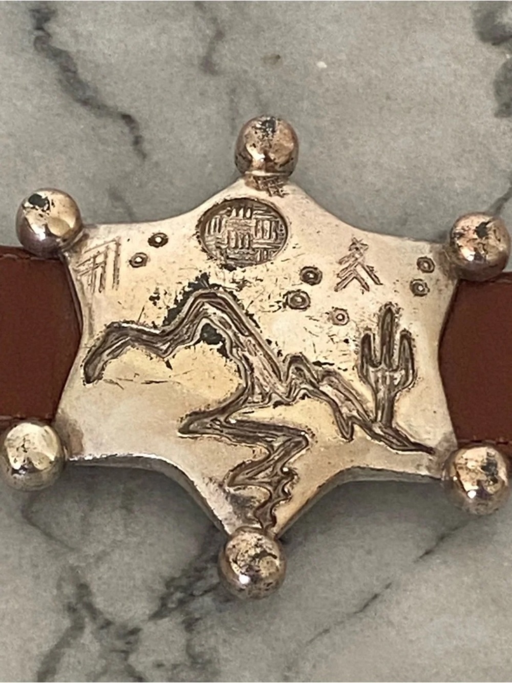Vintage Justin Heavy Concho Cowboy Belt STAMPED RARE FIND - Picture 4 of 12